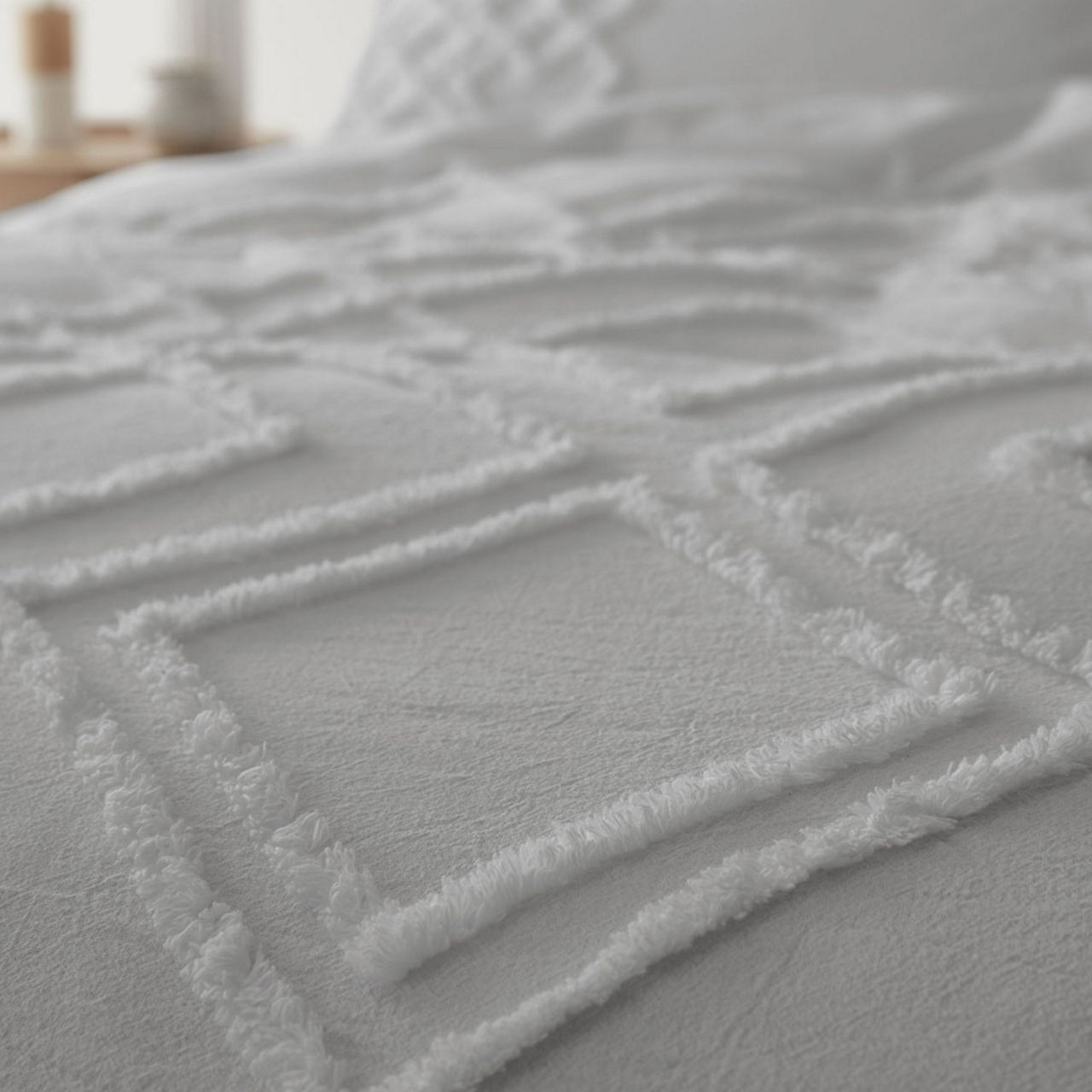 Tufted Diamond Duvet Set Grey