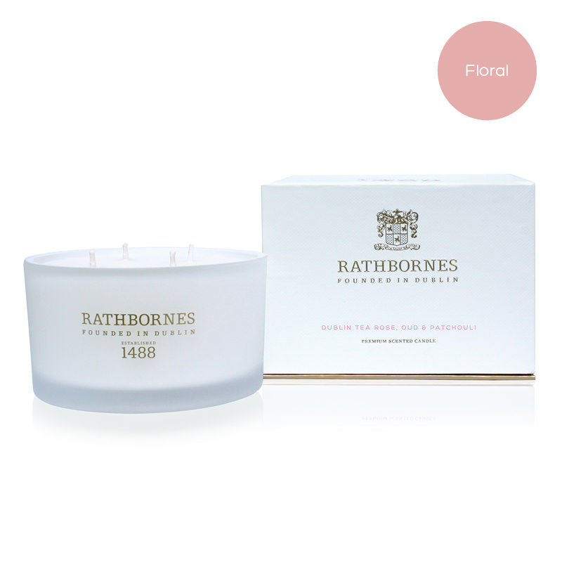 Dublin Tea Rose, Oud and Patchouli Luxury Candle