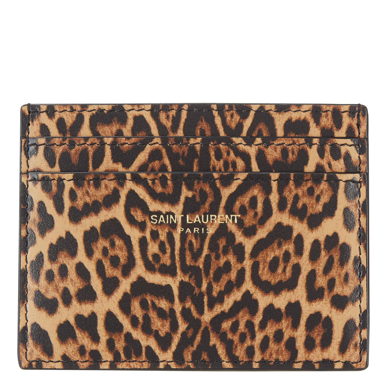 Saint Laurent Leopard Print Leather Zip Wallet