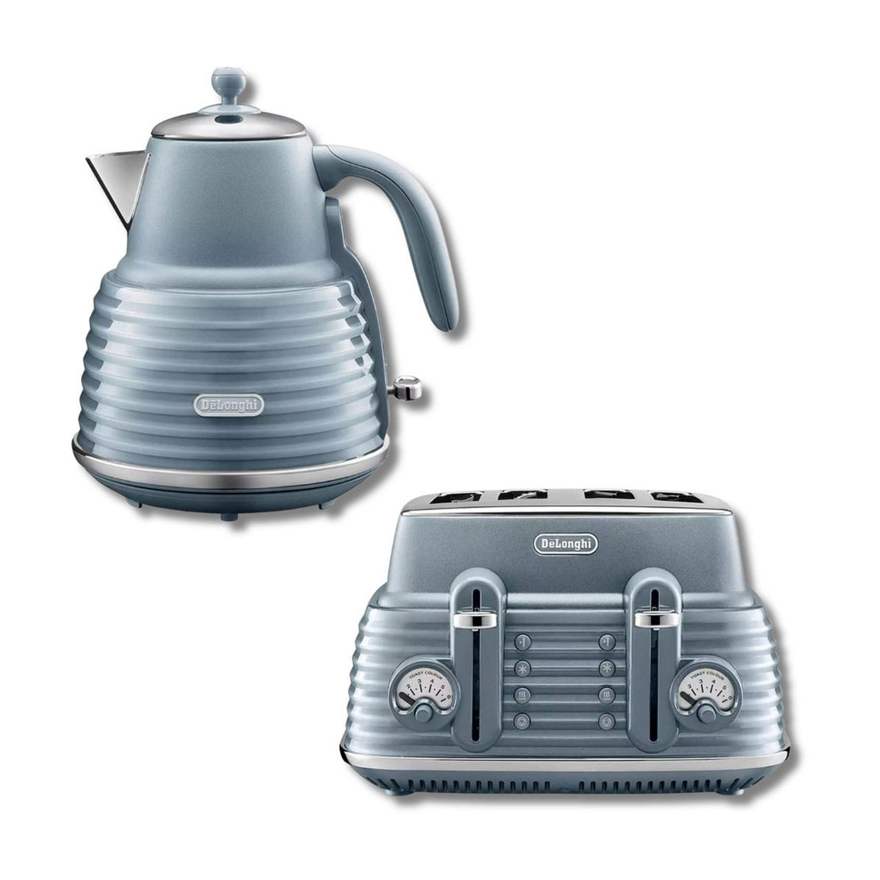 Scolpito Kettle and Toaster Set Blue