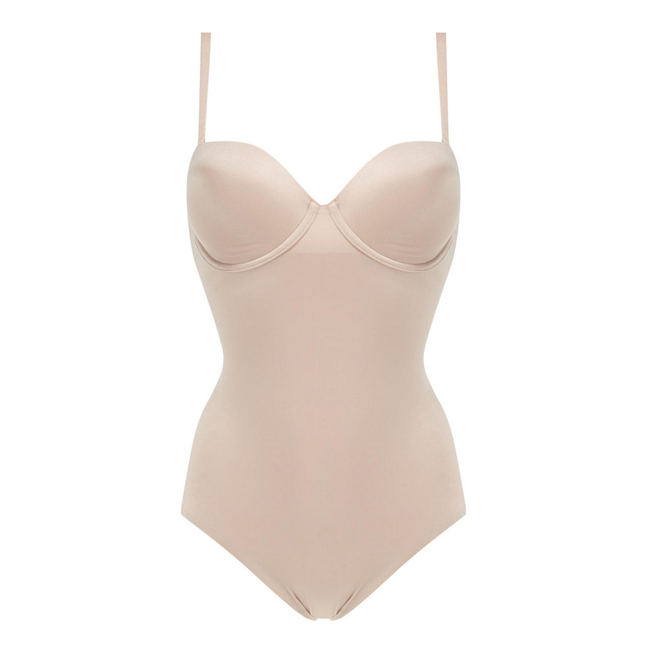 Suit Your Fancy Strapless Bodysuit Champagne Beige