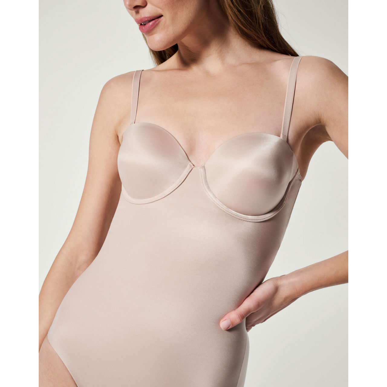 Spanx Spanx Suit Your Fancy Strapless Cupped Panty Bodysuit - Beige