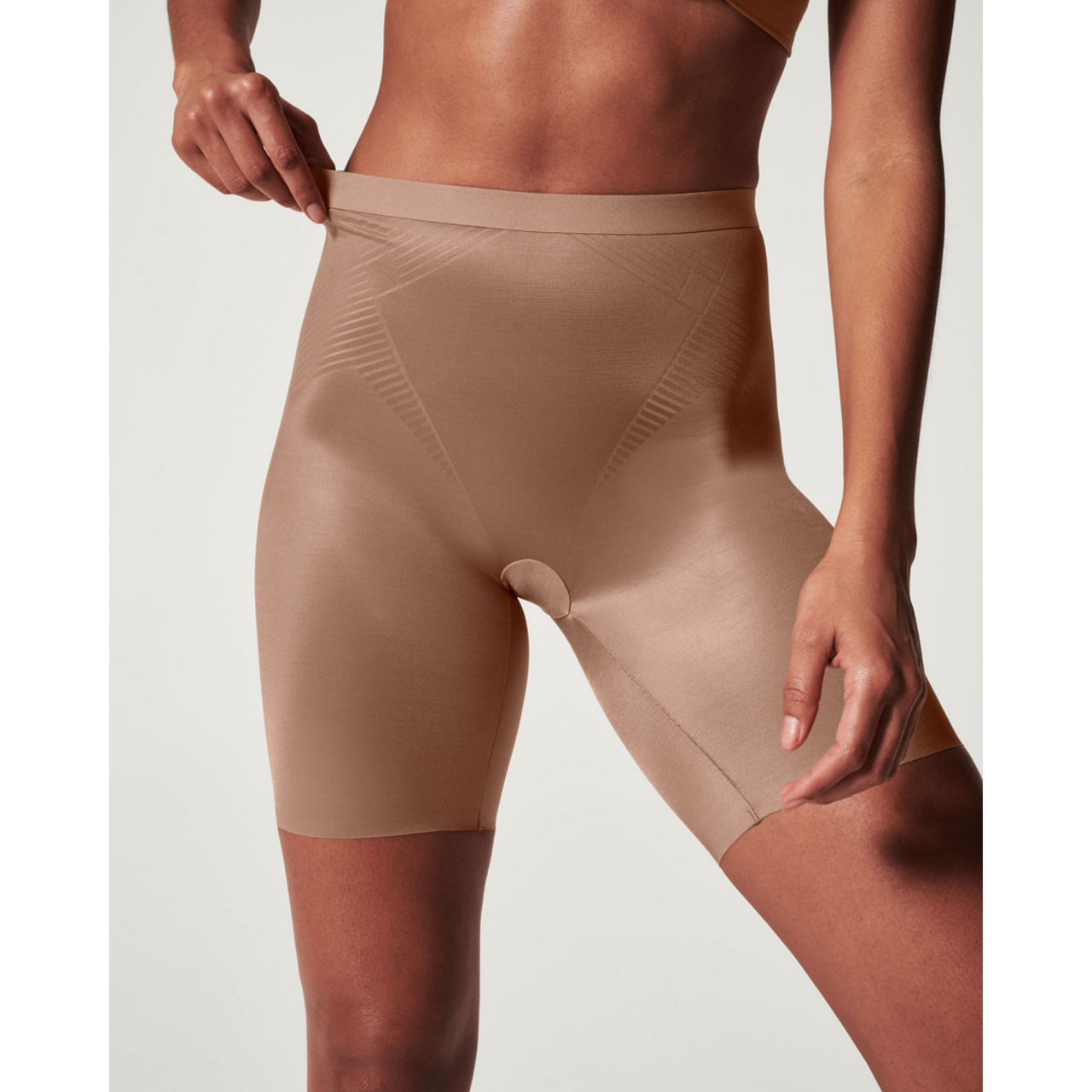 THINSTINCTS 2.0 High-Waisted Mid Thigh Short, Champagne Beige – Boutique 44