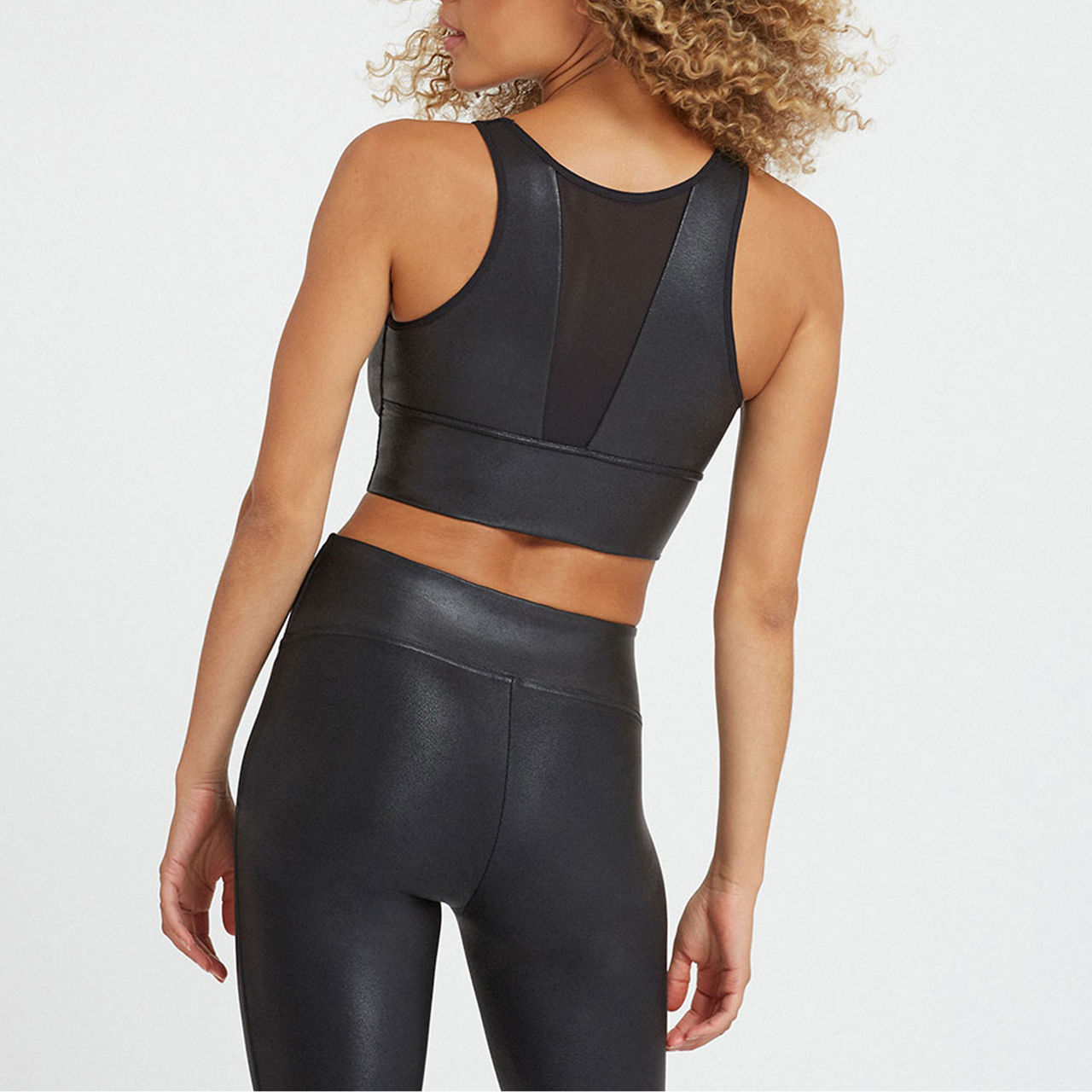 SPANX Faux Leather Medium Impact Sports Bra