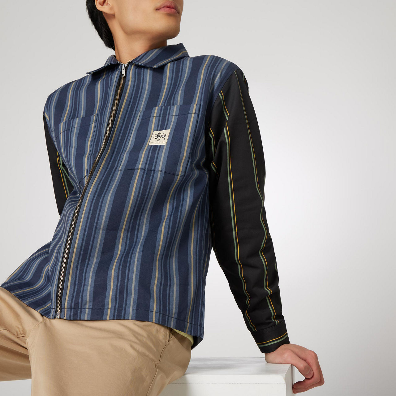 Stussy stripe zip jacket sale