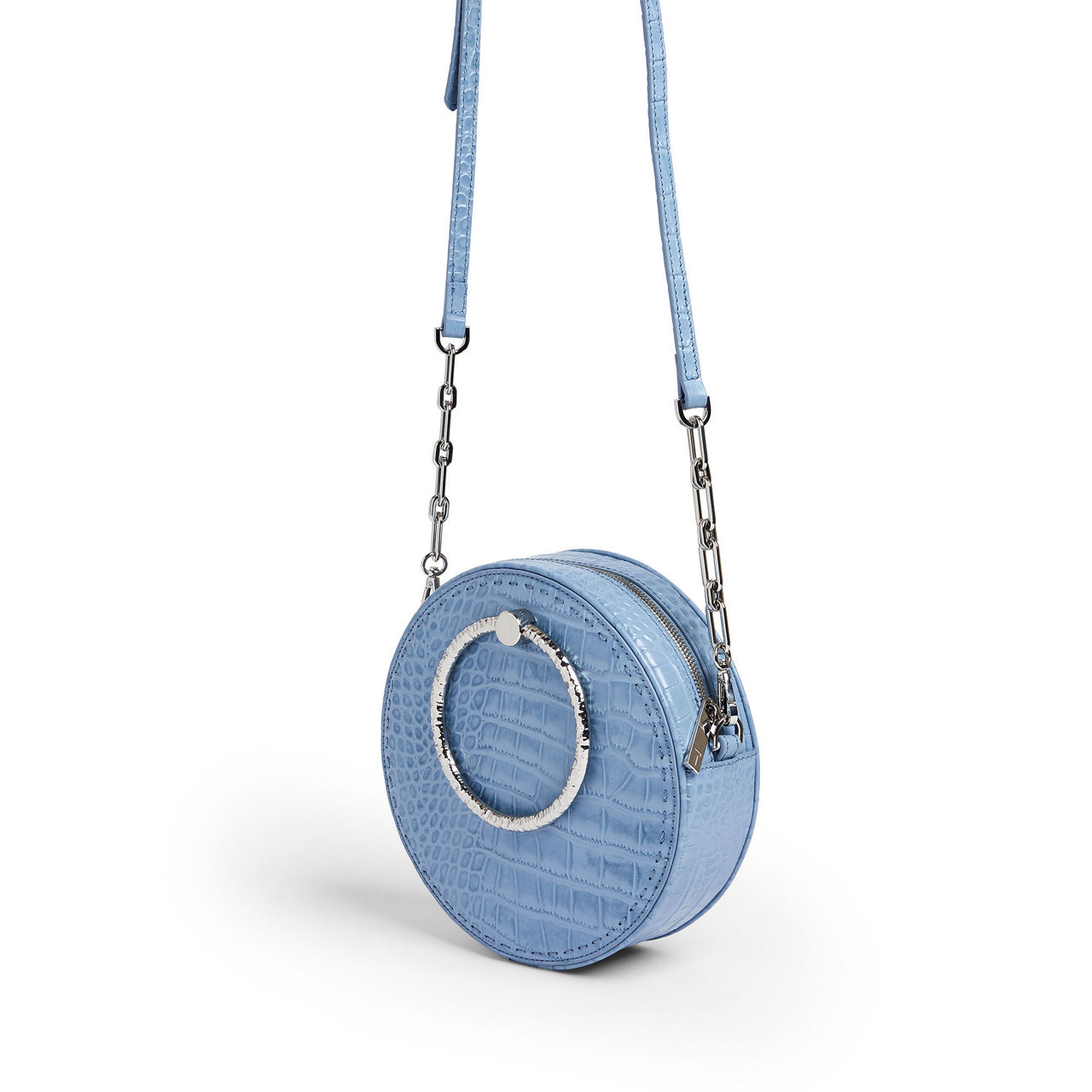 TED BAKER Millah Circle Leather Exotic Crossbody Bag BLUE