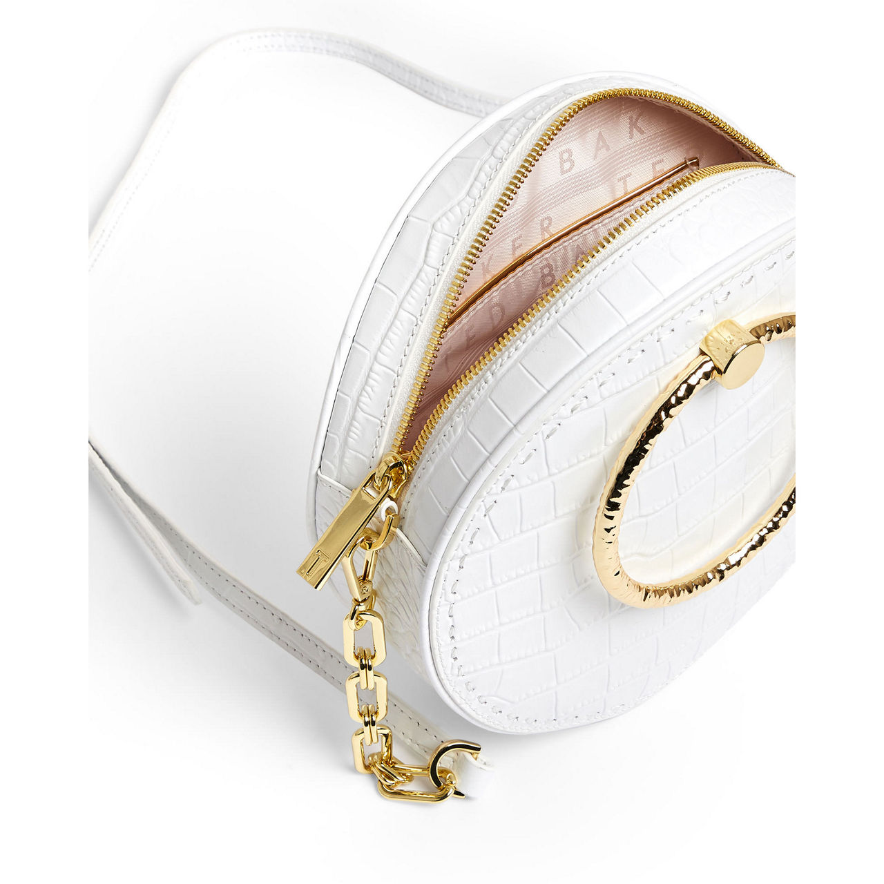 TED BAKER Millah Circle Leather Exotic Crossbody Bag IVORY