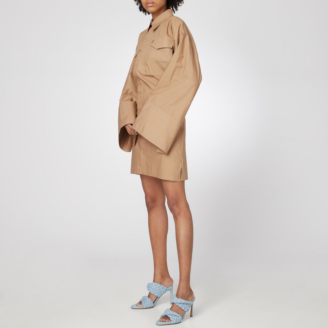 THE ATTICO Dakota Mini Shirt Dress Beige