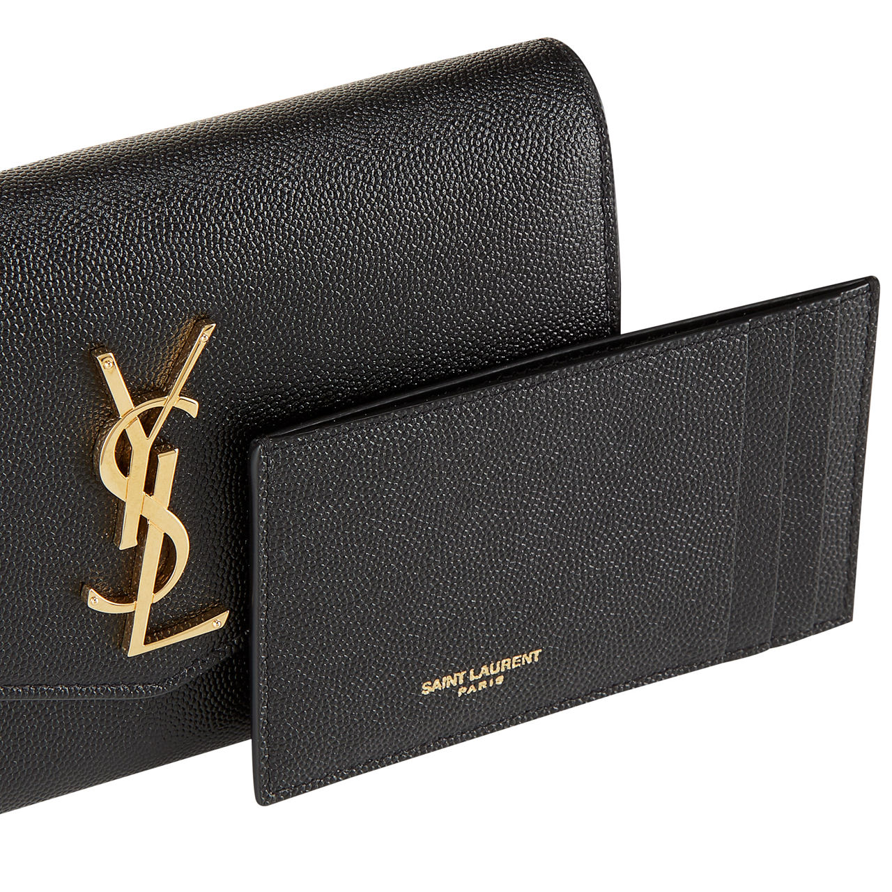 uptown chain wallet in grain de poudre embossed leather