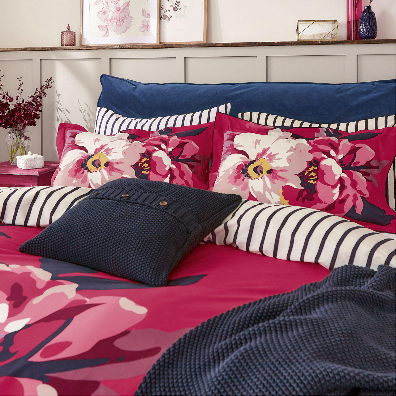 JOULES Bircham Bloom Duvet Set Raspberry
