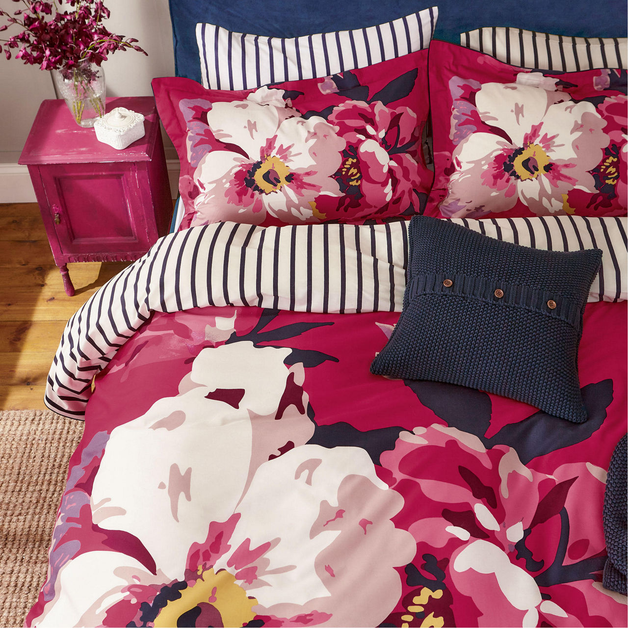 JOULES Bircham Bloom Duvet Set Raspberry