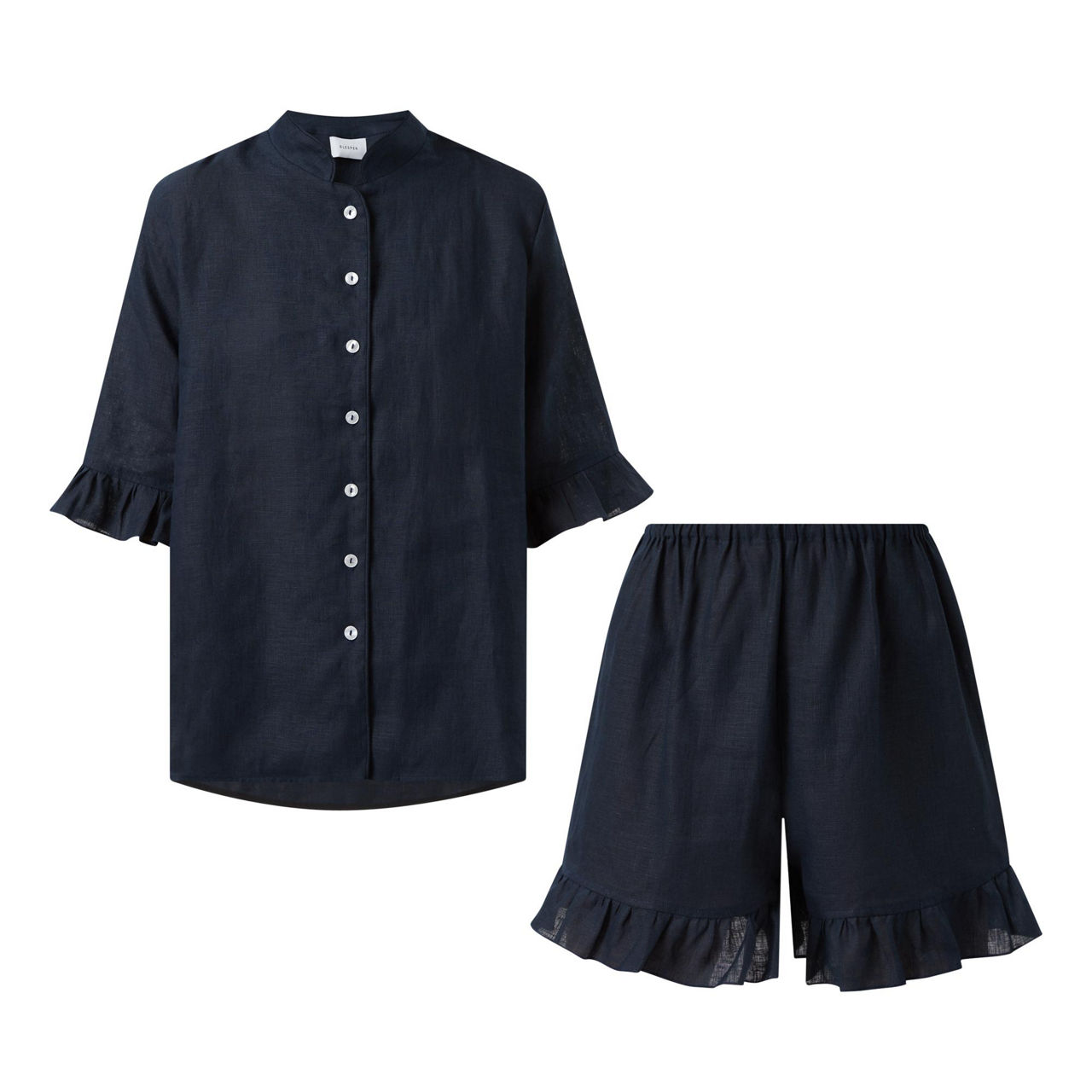 Sleeper ruffled linen online pajama set