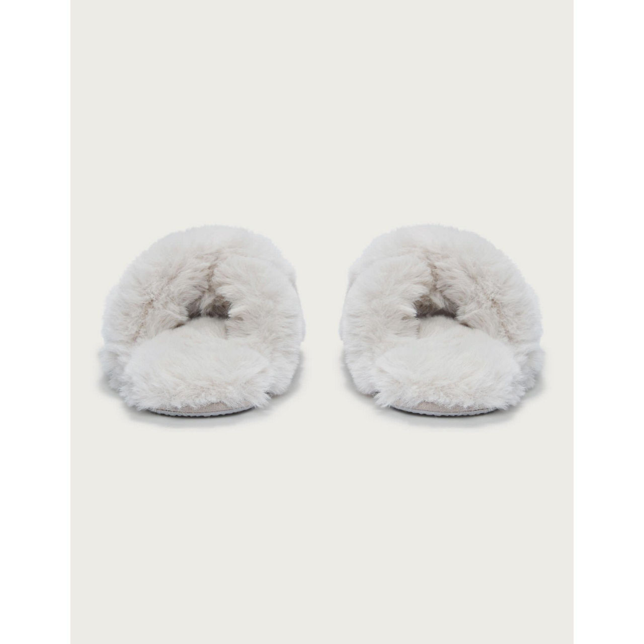 White company faux discount fur slider slippers