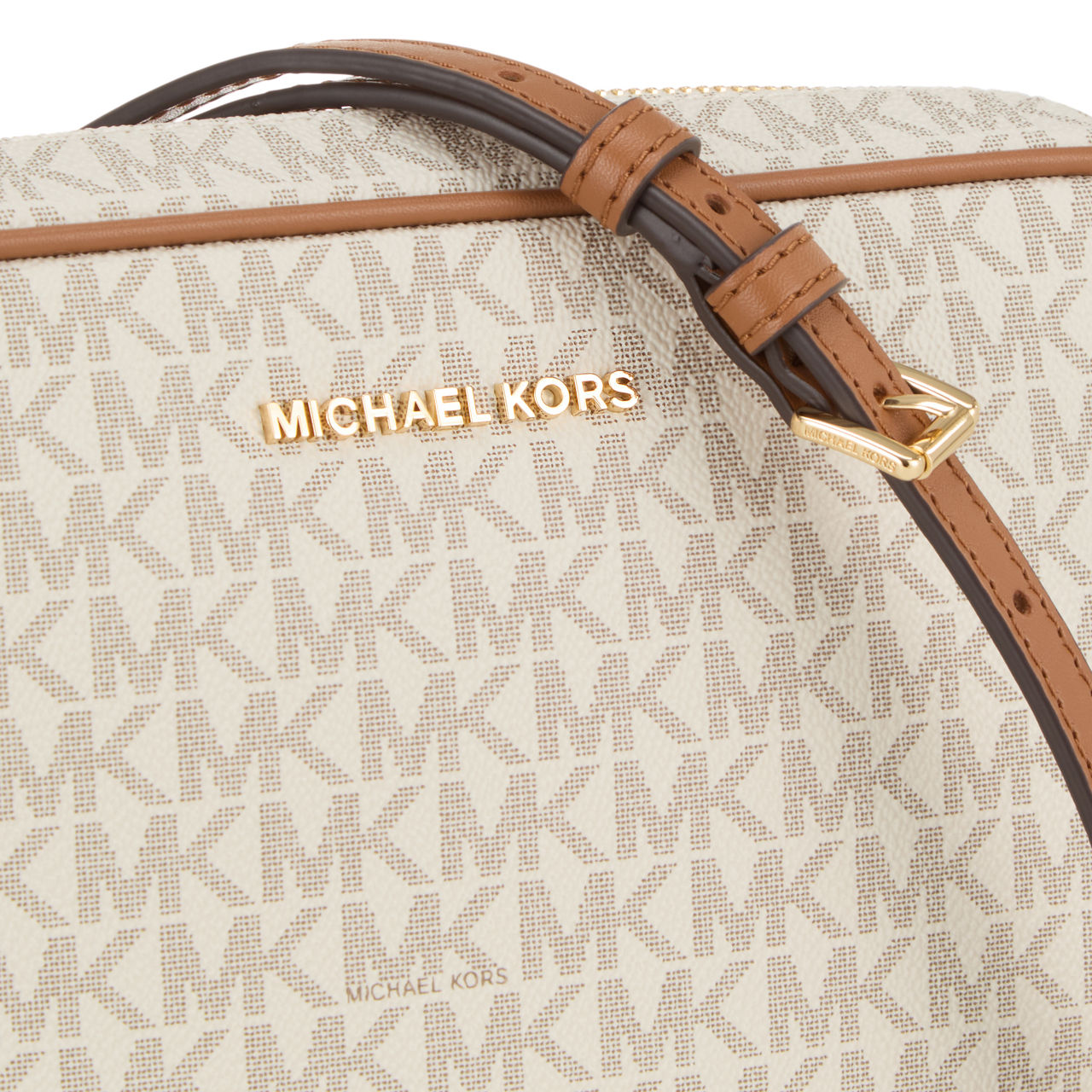 Michael kors jet set crossbody brown logo clearance monogram