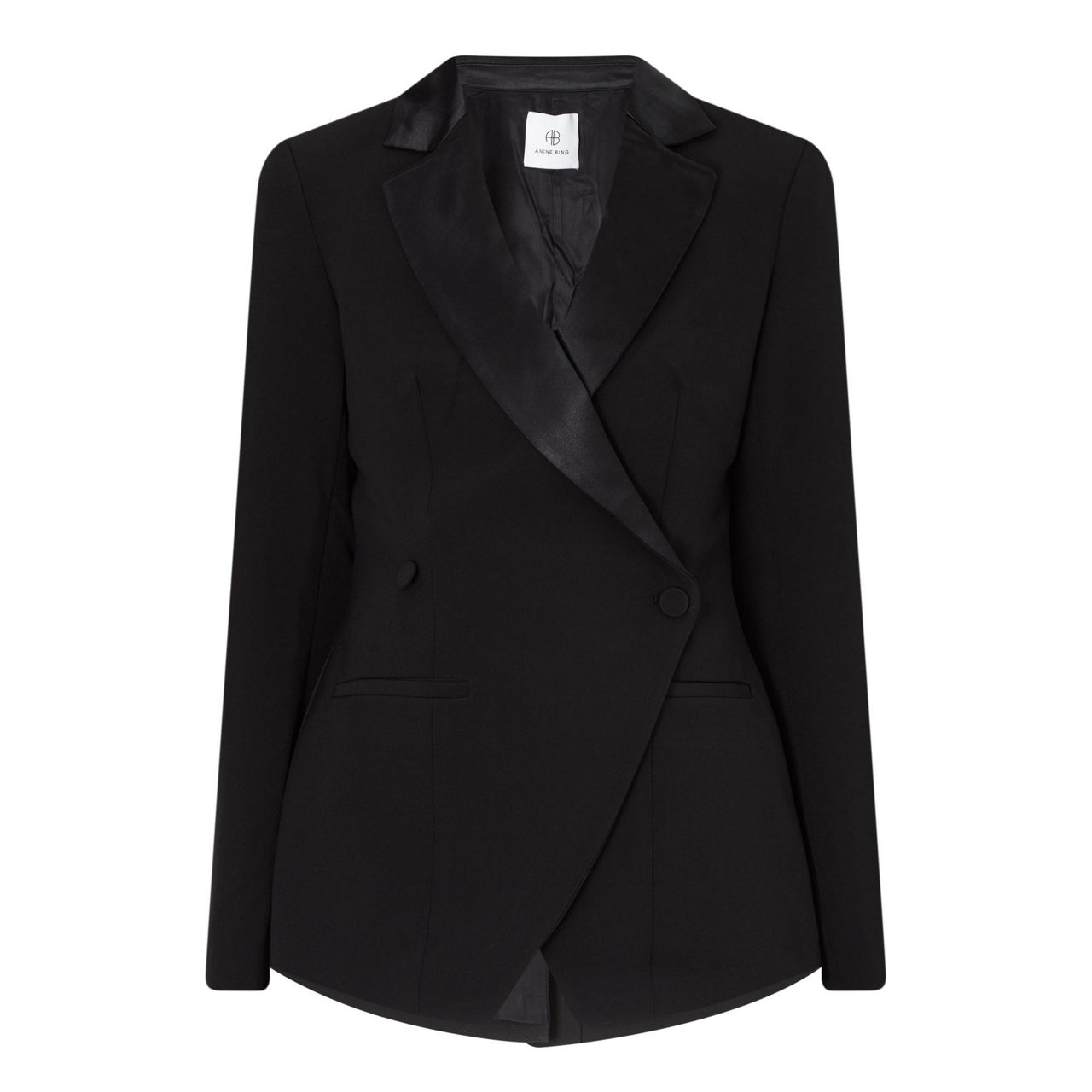 ANINE BING Ade Satin Lapel Blazer