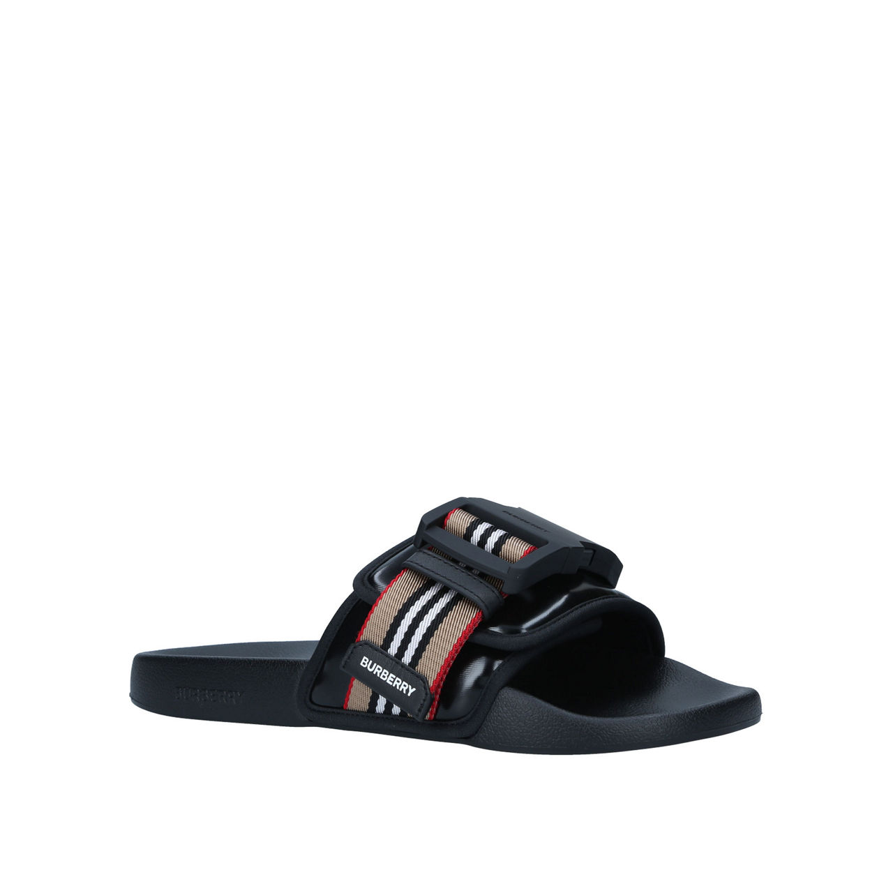 BURBERRY Cameron Strap Slides Black