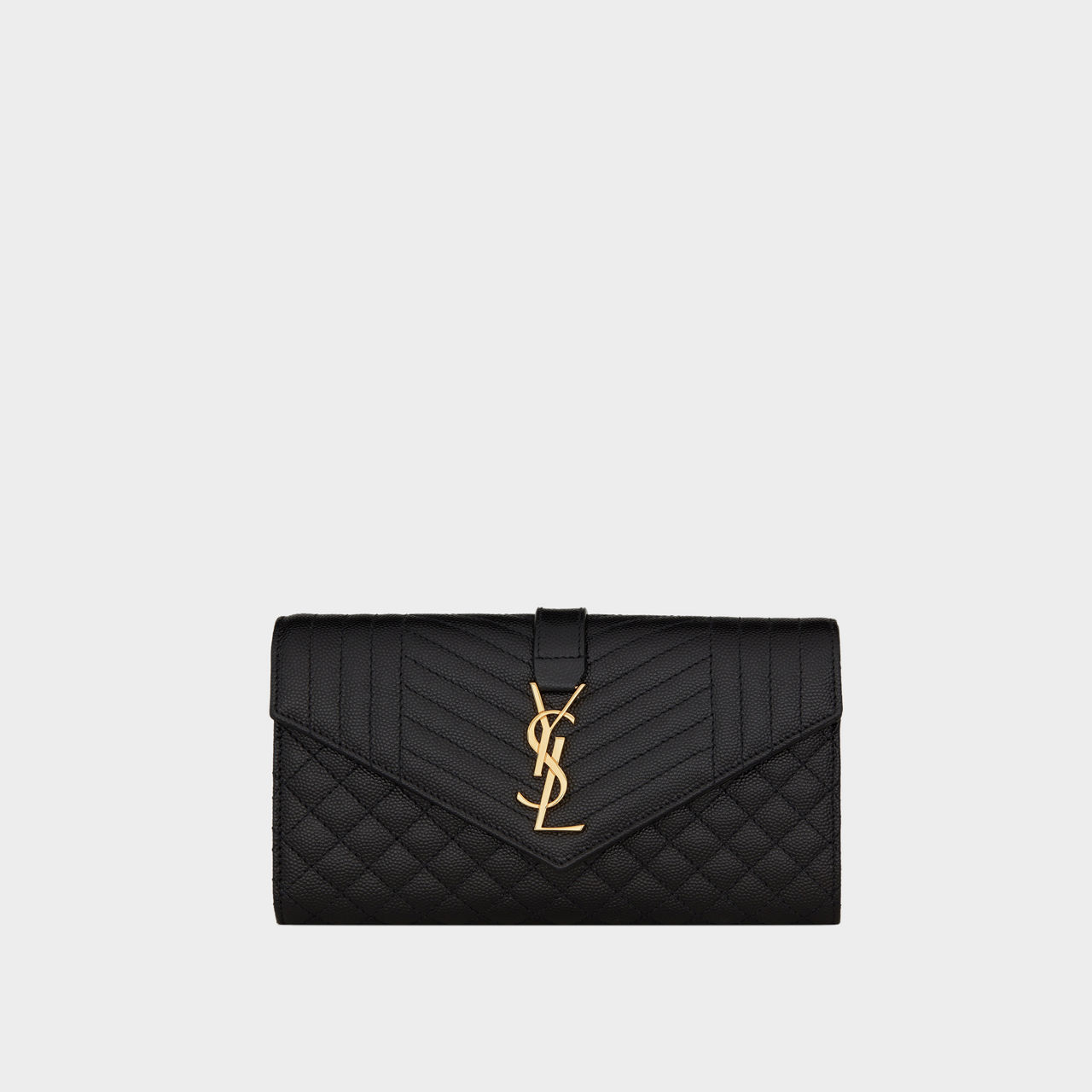 SAINT LAURENT Monogram Large Embossed Leather Flap Wallet