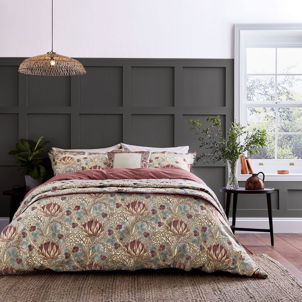 MORRIS & CO Artichoke Duvet Set Grey/Wine