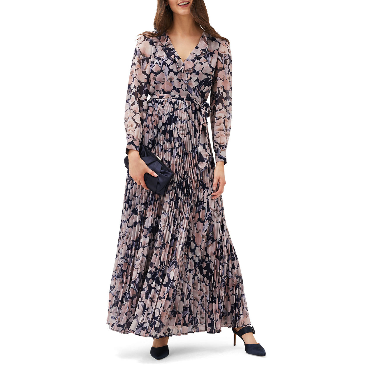 Floral pleated hotsell maxi dress