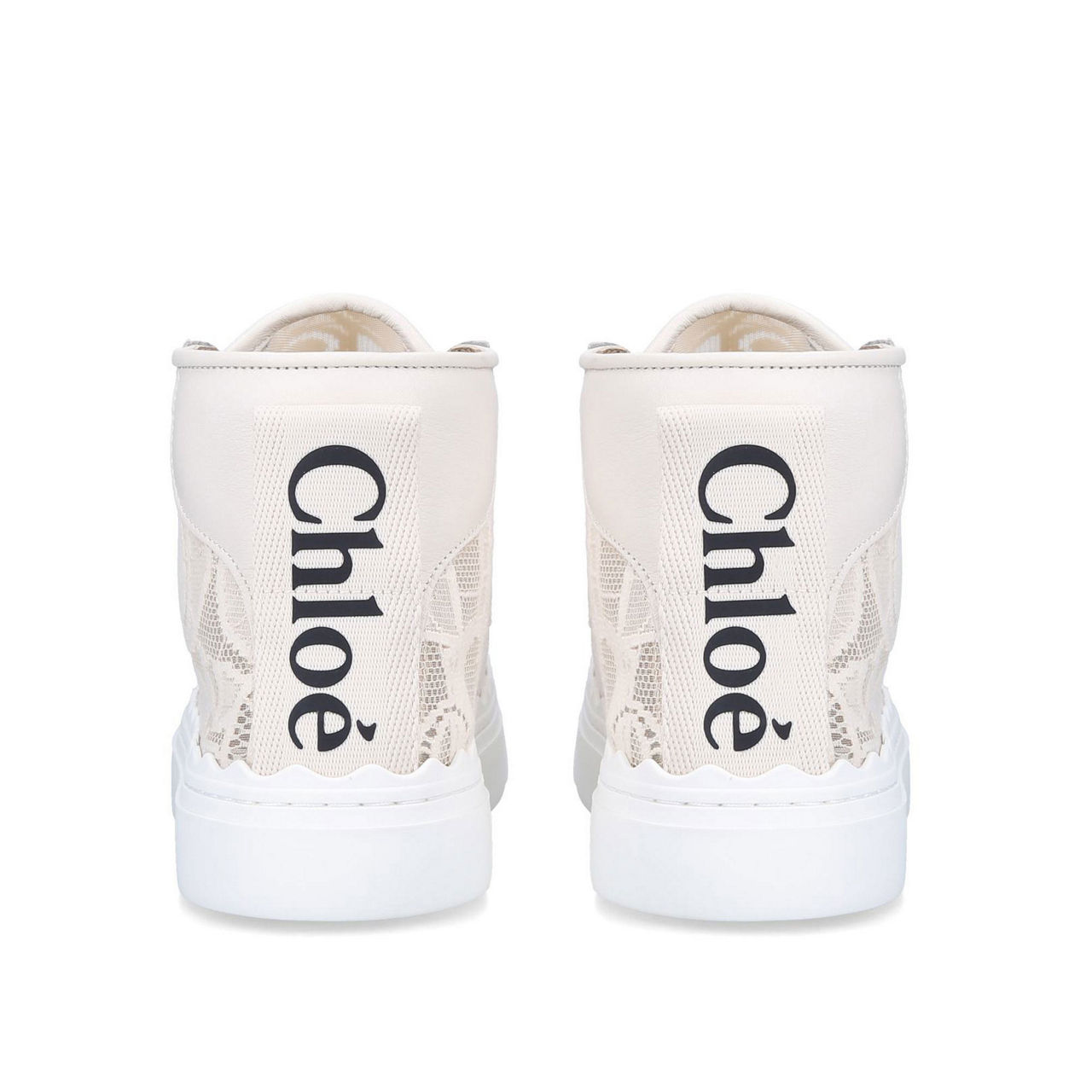 CHLOE Lauren High Top Lace Trainers WHITE