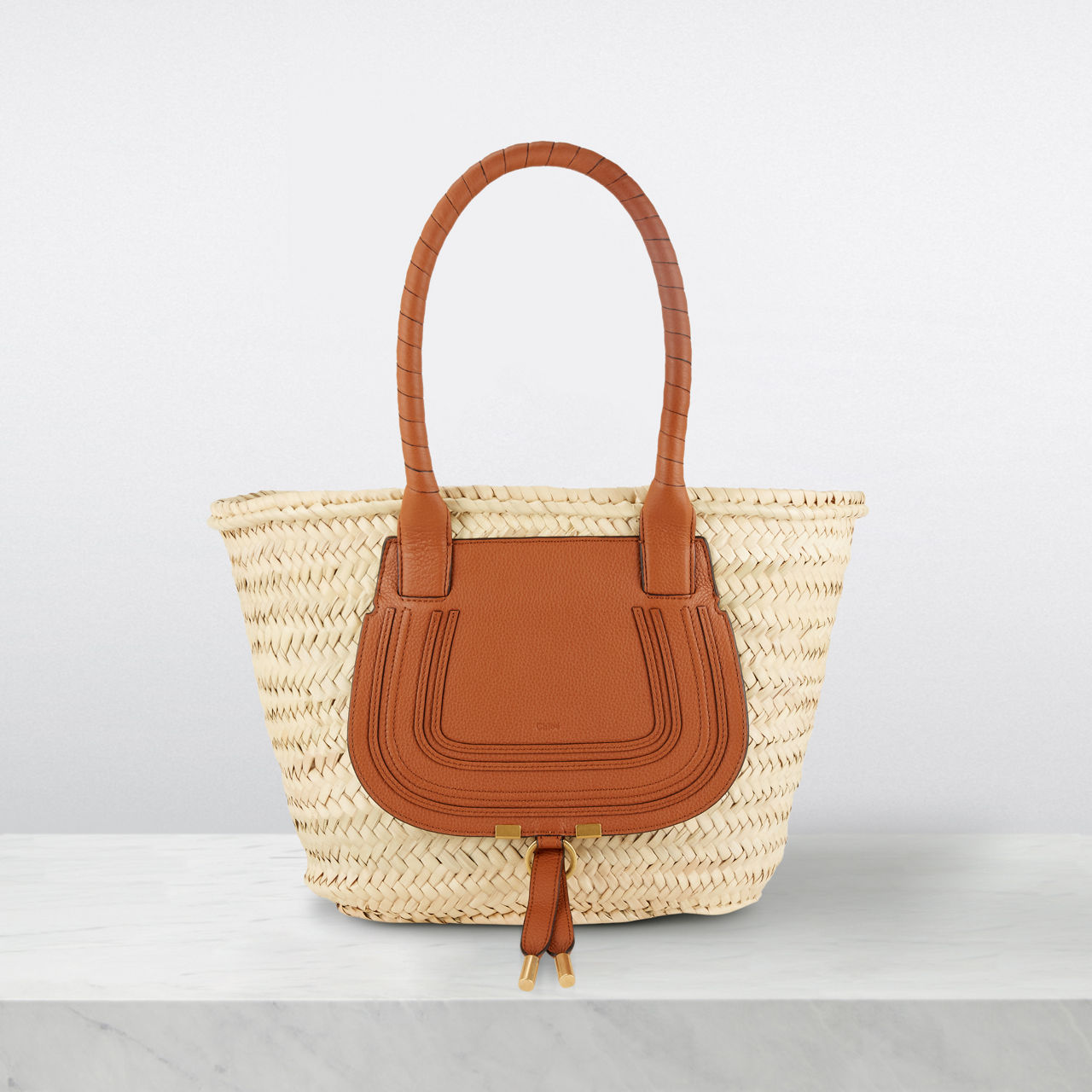 CHLOE Marcie Medium Raffia Basket Bag