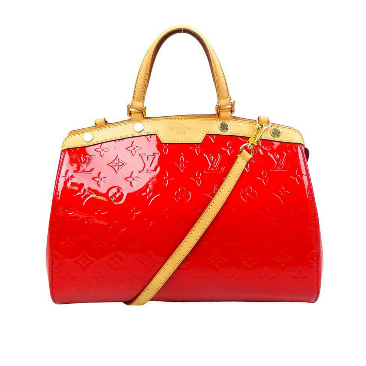 LOUIS VUITTON PRE LOVED The Sustainable Edit Monogram Vernis Brea MM Bag Cerise