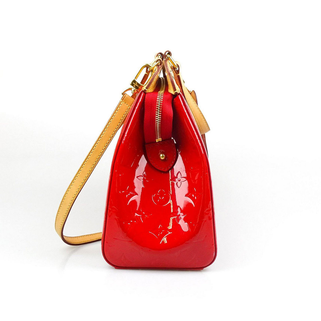 LOUIS VUITTON PRE LOVED The Sustainable Edit Monogram Vernis Brea MM Bag Cerise