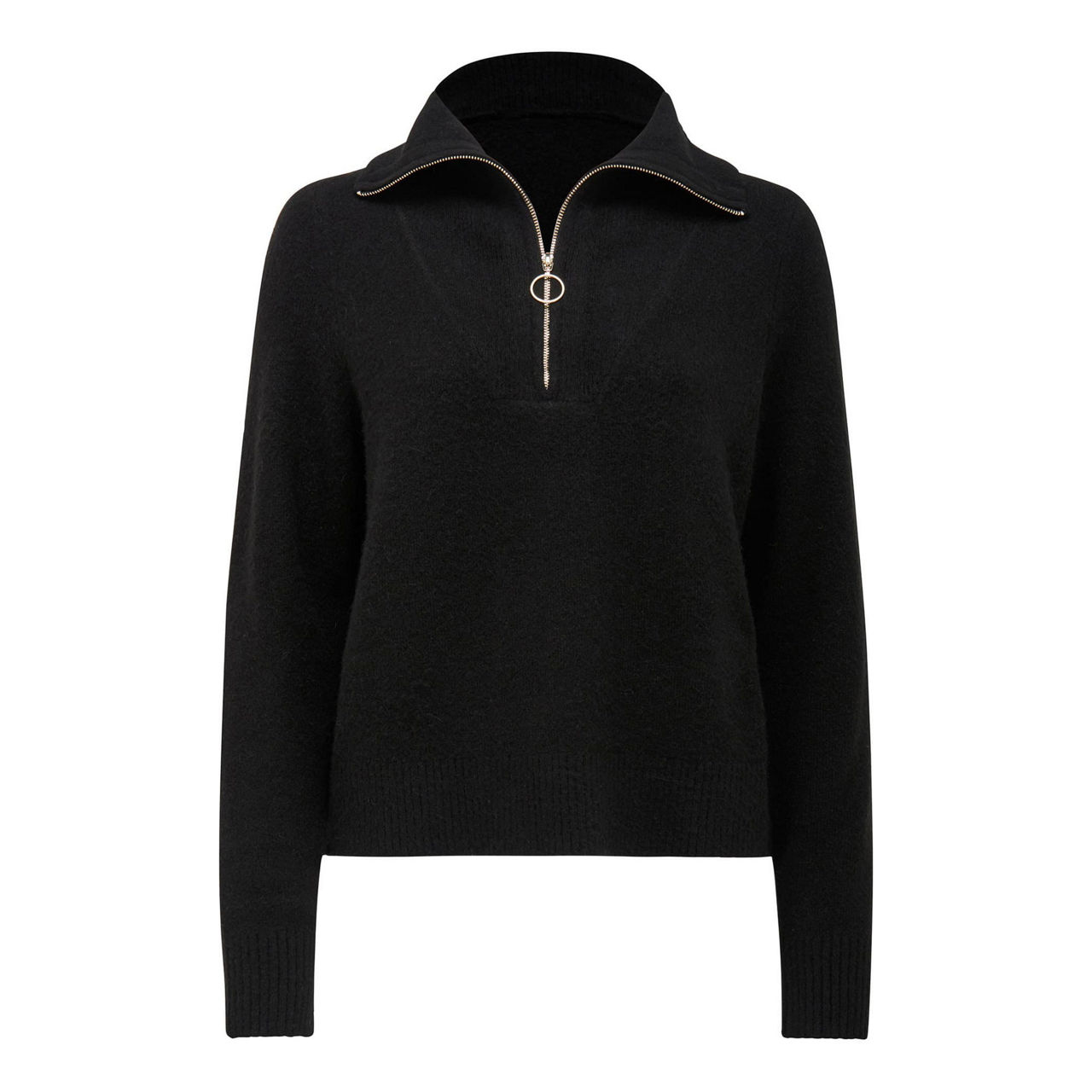 Zipper front knitted sweater hotsell