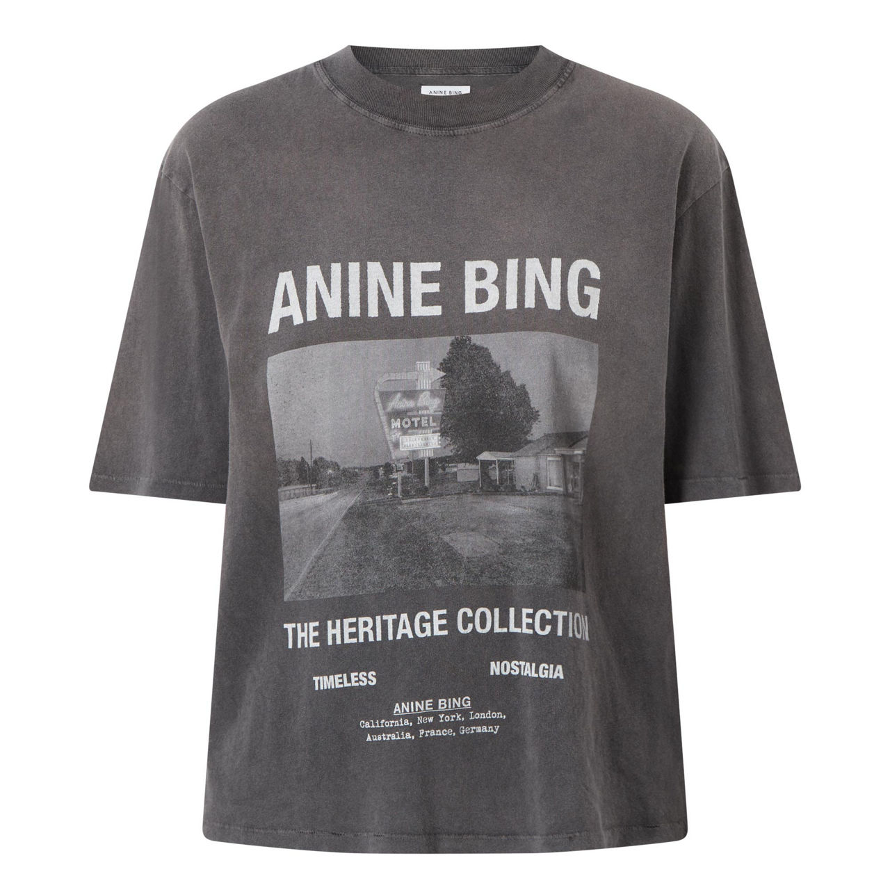 ANINE BING Heritage Organic Cotton Motel Print T Shirt