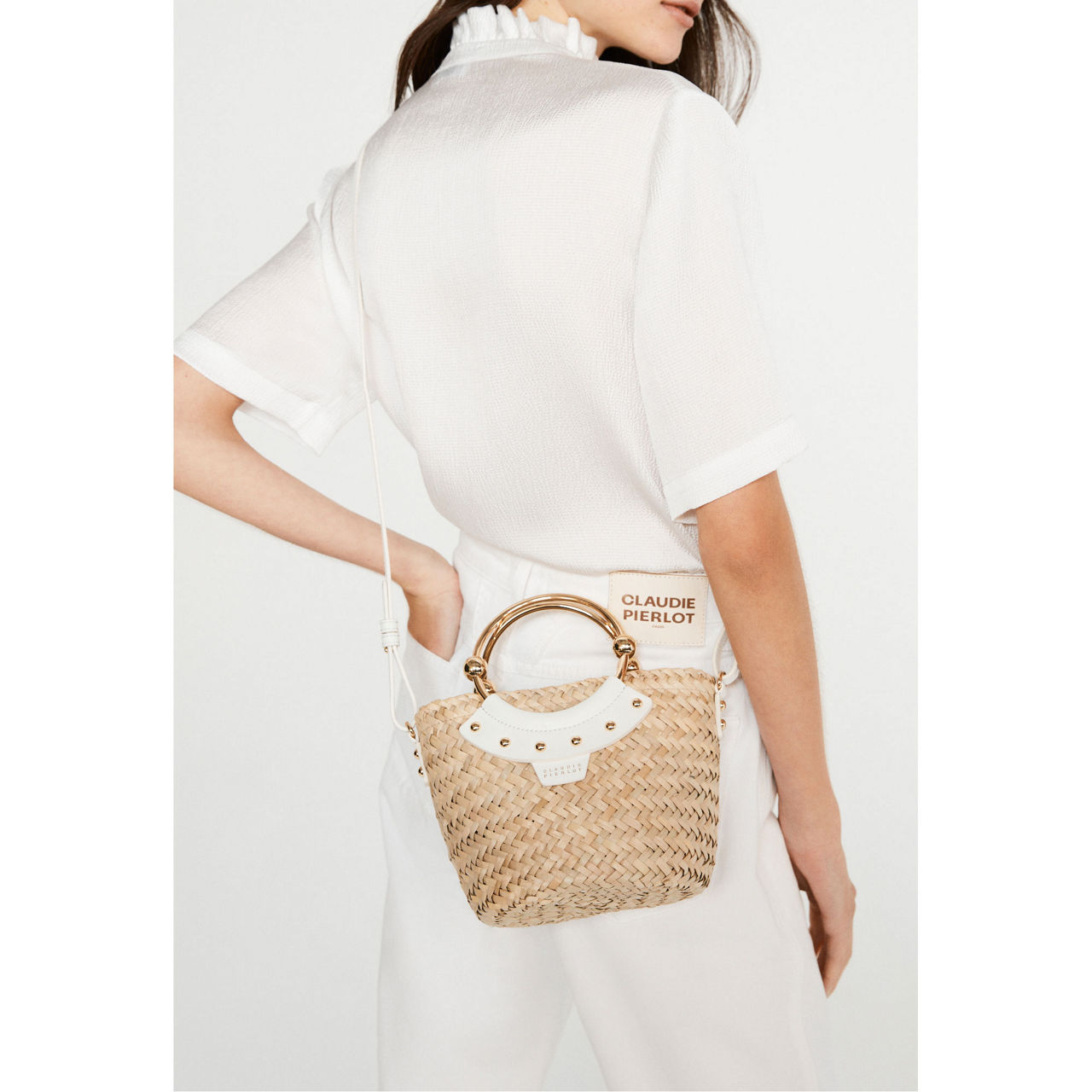 CLAUDIE PIERLOT Abeille Straw Crossbody Bag