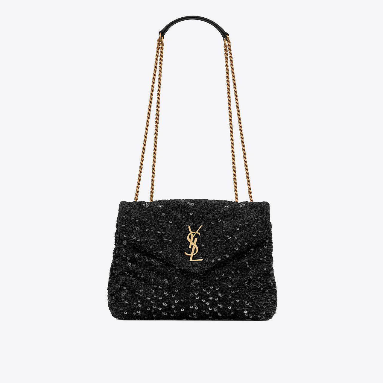 SAINT LAURENT Loulou Small Sequin Chain Bag