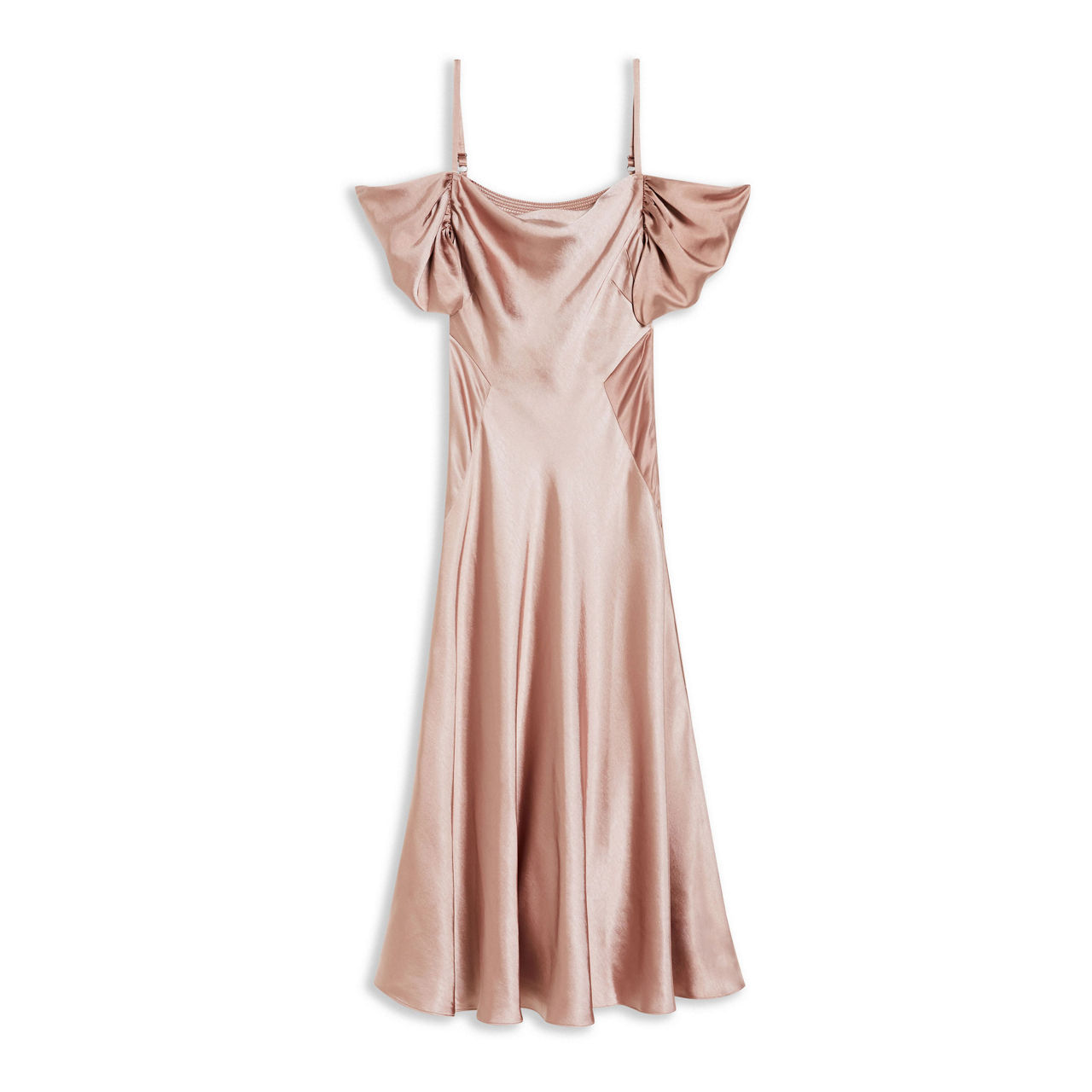 ted baker esta cold shoulder cowl front midi slip dress
