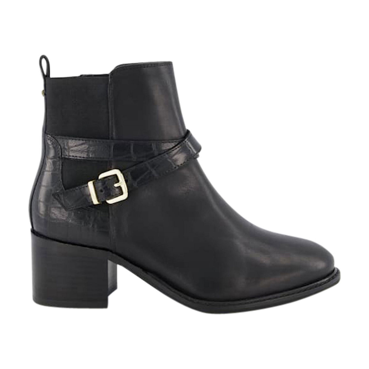 DUNE LONDON Poet Block Heel Biker Strap Chelsea Boots
