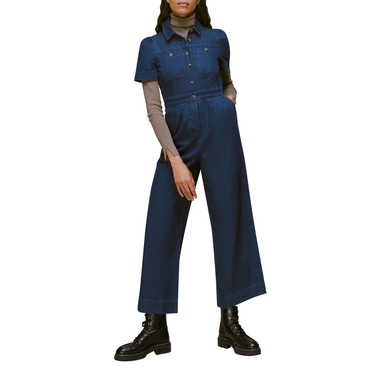 WHISTLES Emma Denim Jumpsuit