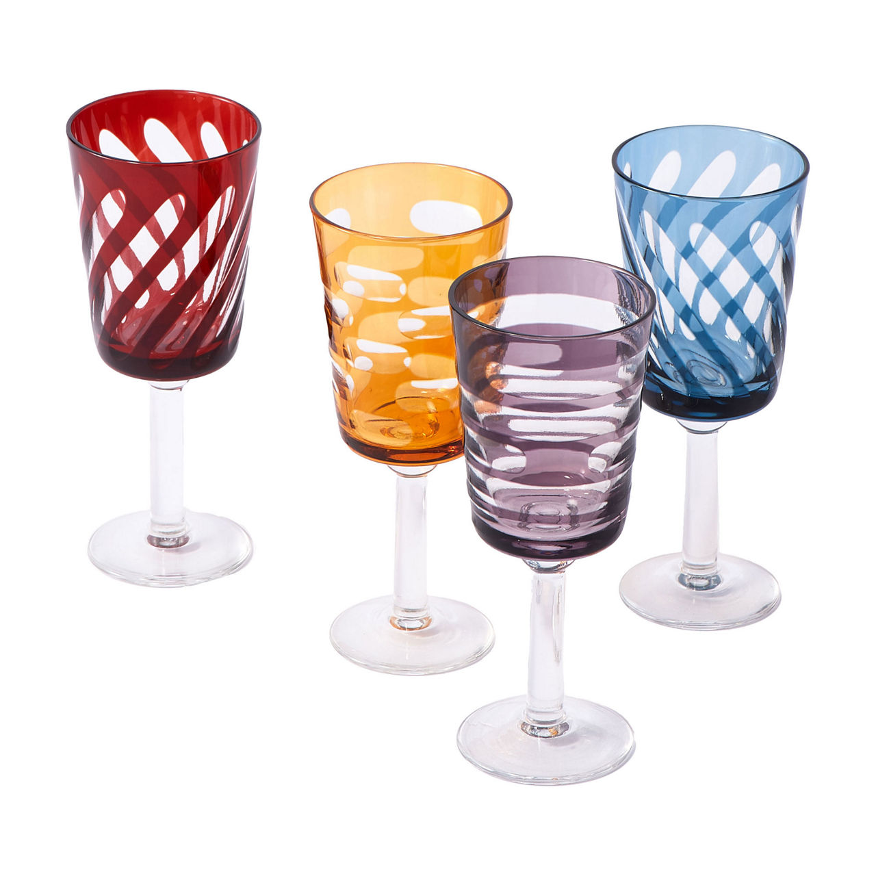 POLS POTTEN Set of Four Tubular Wine Glasses