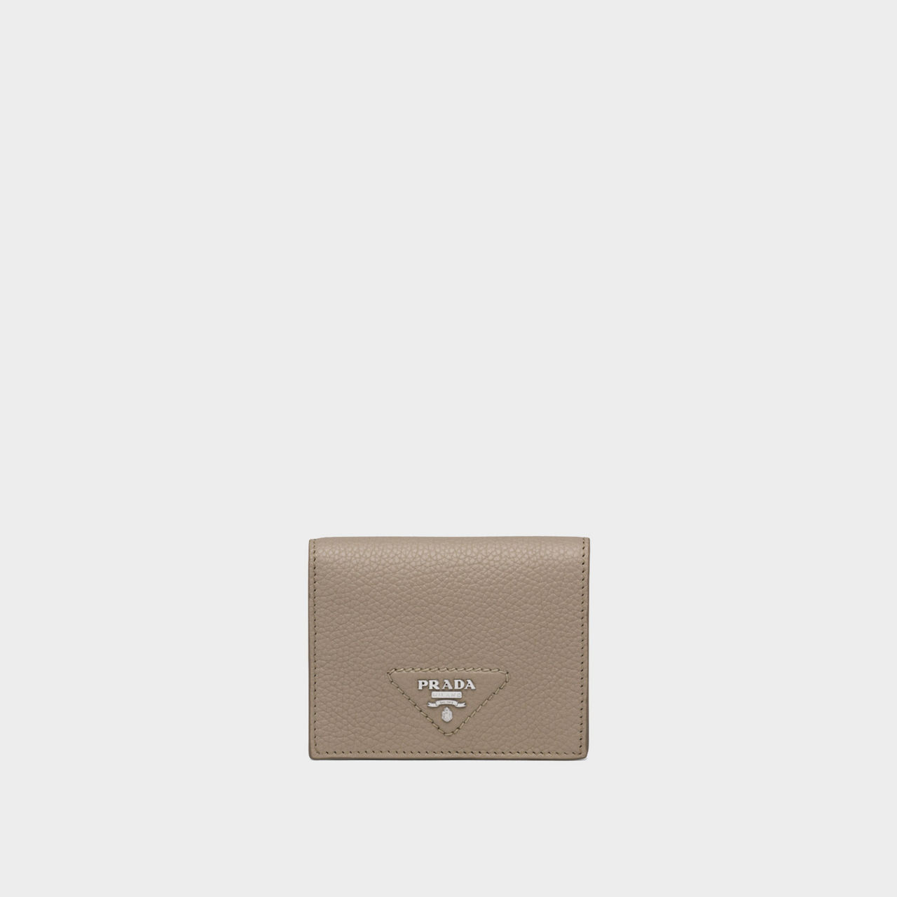 PRADA Small Leather Wallet Clay Gray