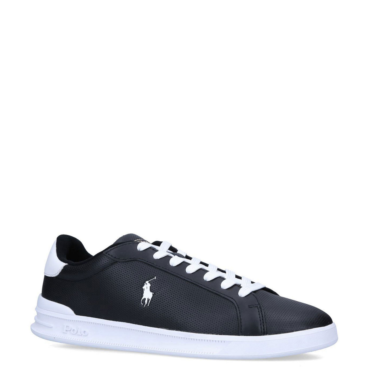 Ralph Lauren Court Vulcanised Leather Trainers, White/Green at