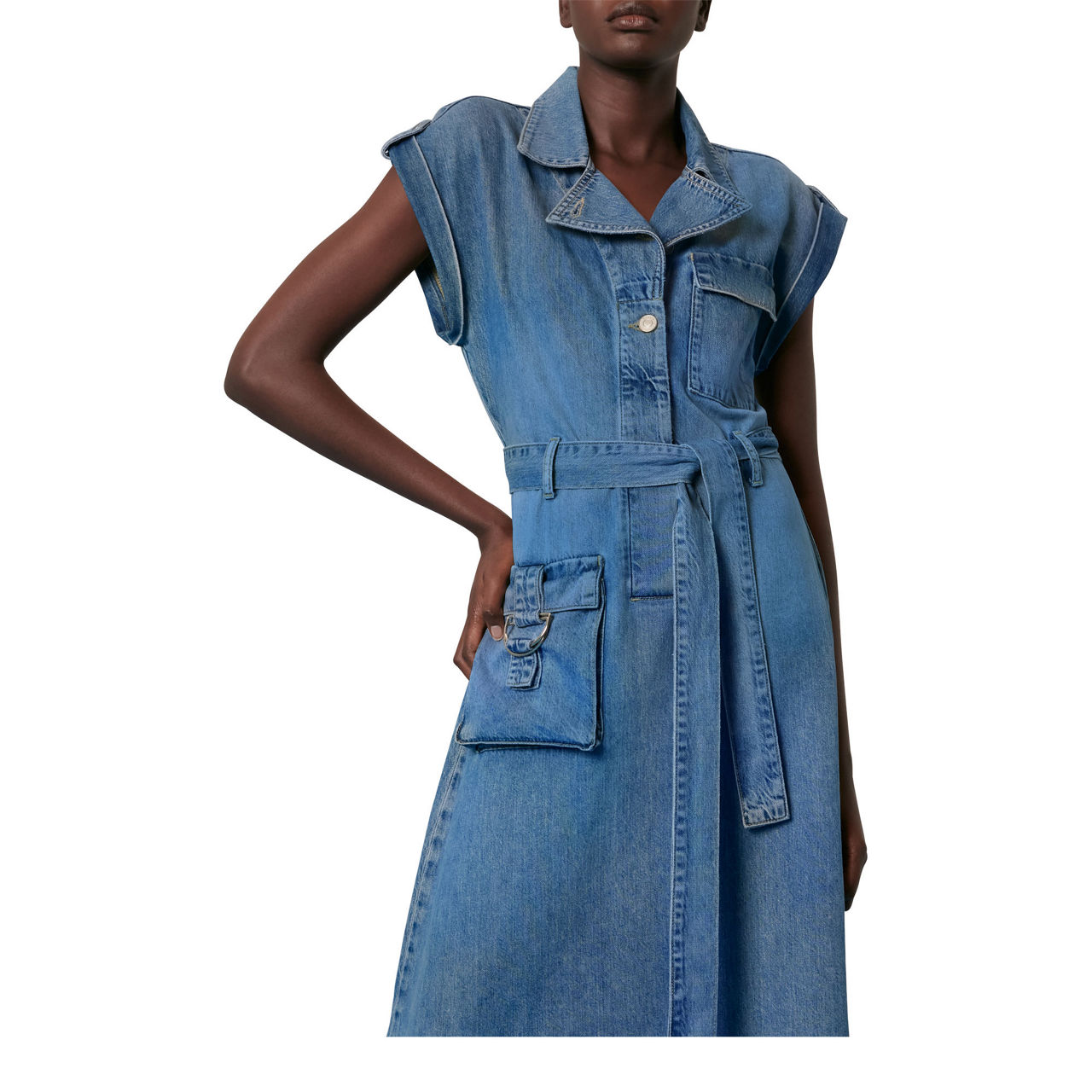 WHISTLES Alisha Denim Midi Dress