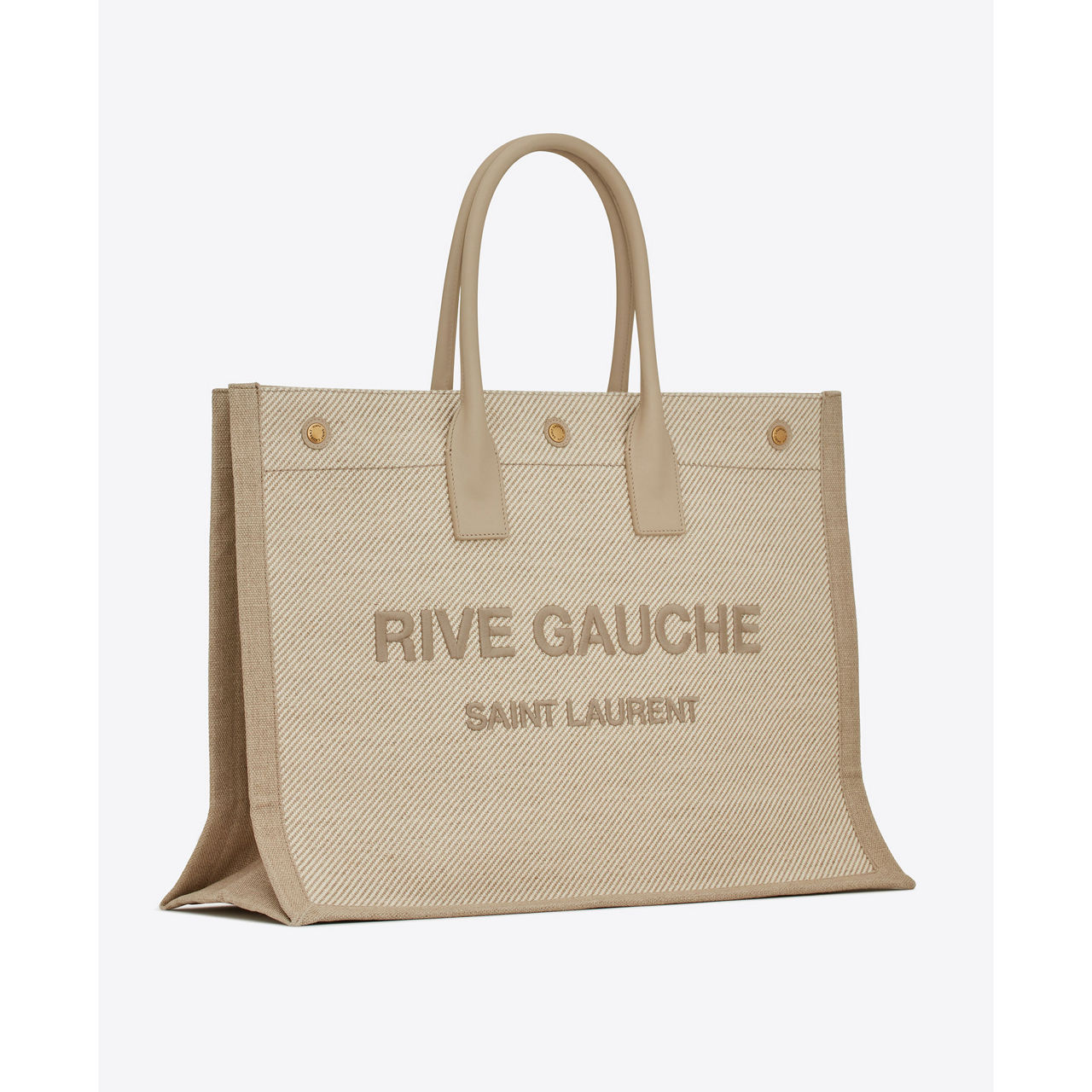 rive gauche large tote bag in printed canvas and leather