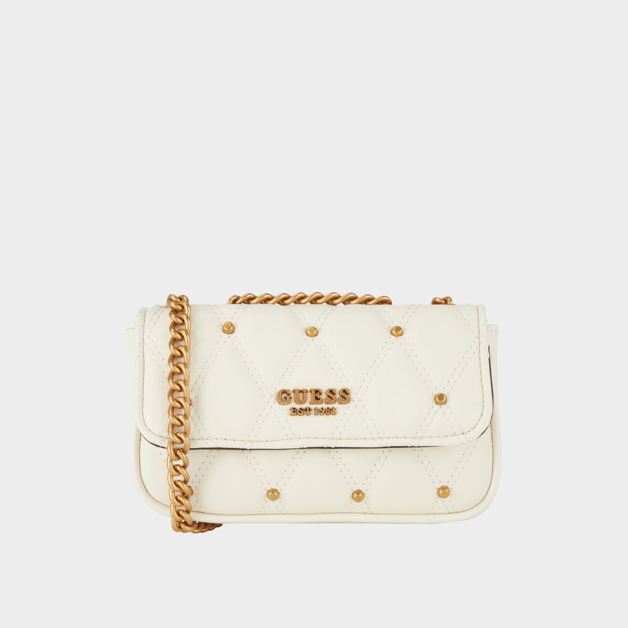 GUESS Triana Micro Mini Chain Crossbody Bag Ivory