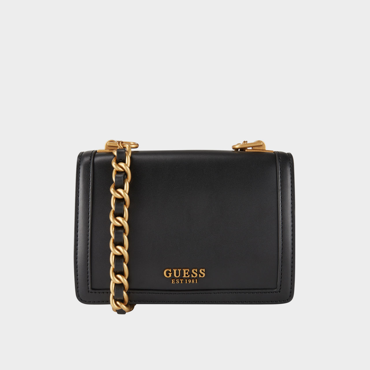 GUESS Abey Flap Chain Crossbody Bag Black