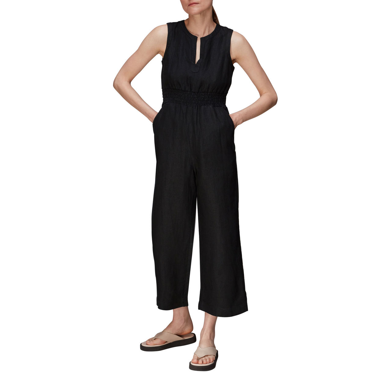 WHISTLES Melanie Linen Jumpsuit