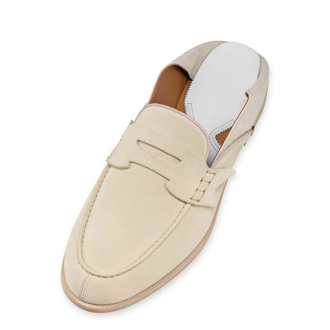 CHRISTIAN LOUBOUTIN Penny No Back Croc Embossed Leather Loafers