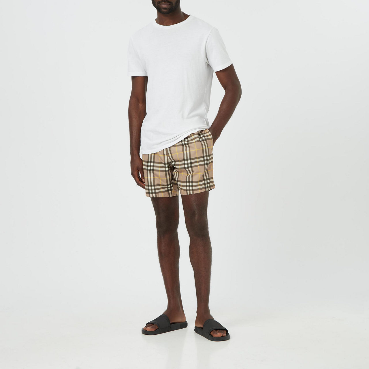 BURBERRY Martin Check Print Shorts Camel