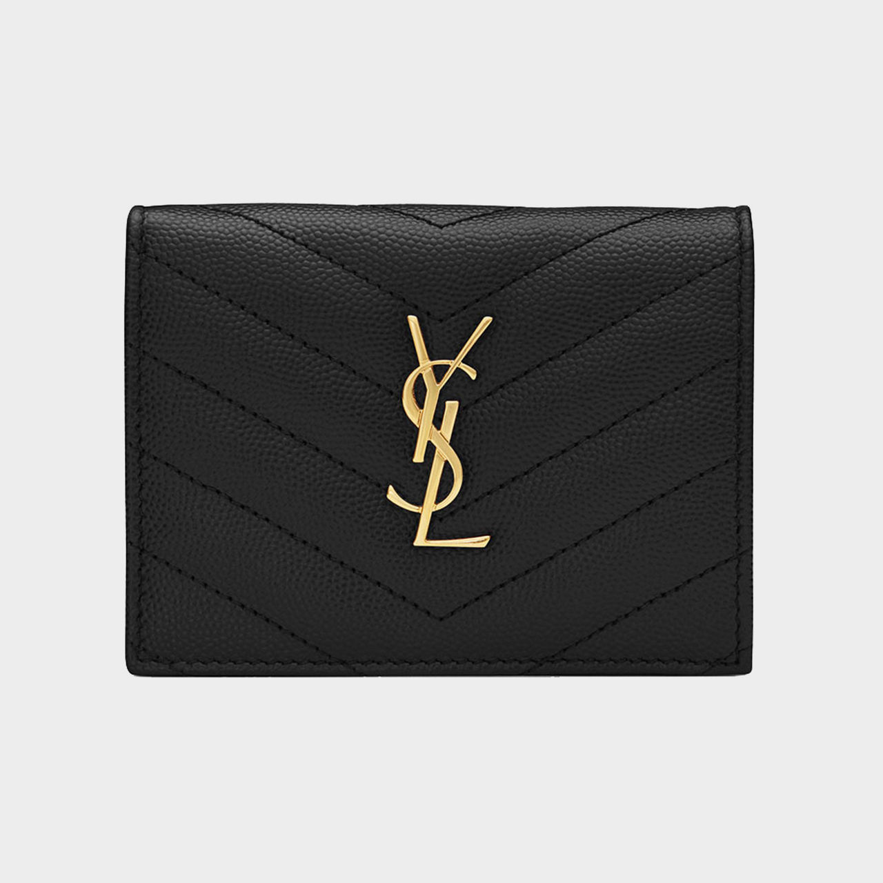 SAINT LAURENT Monogram Embossed Leather Card Holder