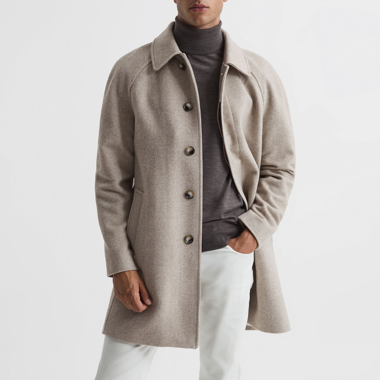 Root Herringbone Raglan Overcoat