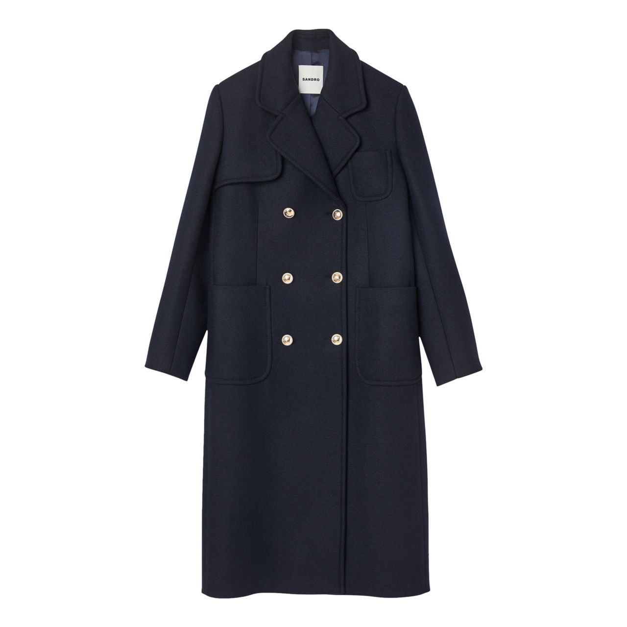 Sandro military wool blend coat sale
