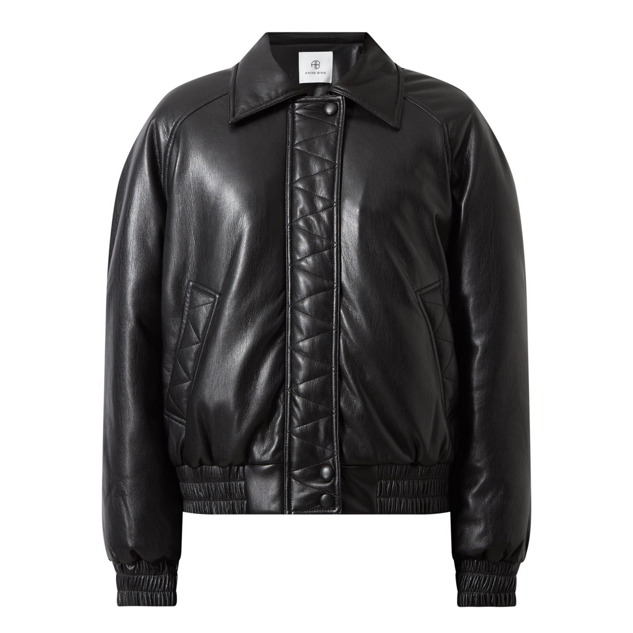 ANINE BING Zora Faux Leather Bomber Jacket