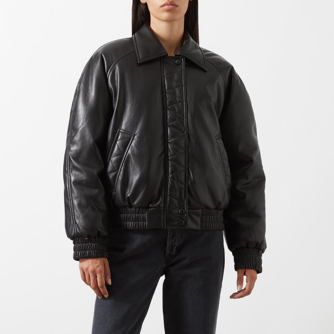 ANINE BING Zora Faux Leather Bomber Jacket