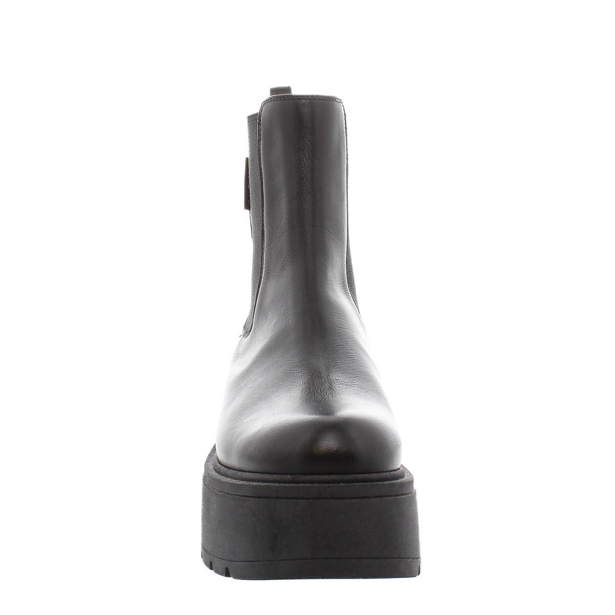 Zen Leather Chunky Wedge Ankle Boots